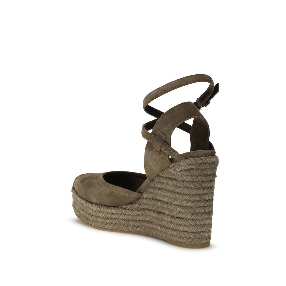 Brunello Cucinelli Beige Calf Leather Bos Taurus Espadrilles by Brunello Cucinelli outlet now on sale