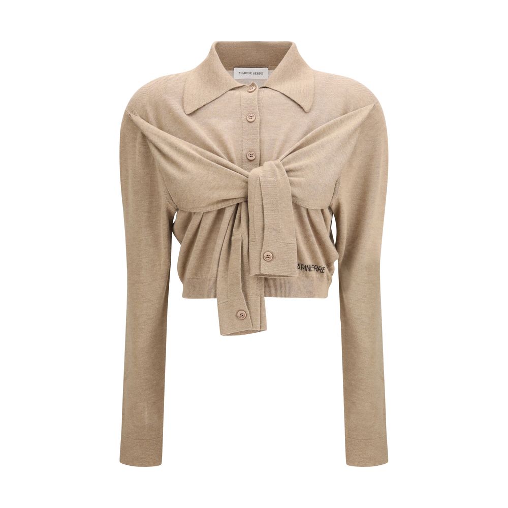 Marine Serre Beige Viscose Cardigan by Marine Serre outlet now on sale