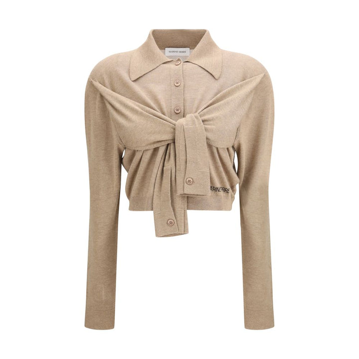Marine Serre Beige Viscose Cardigan by Marine Serre outlet now on sale