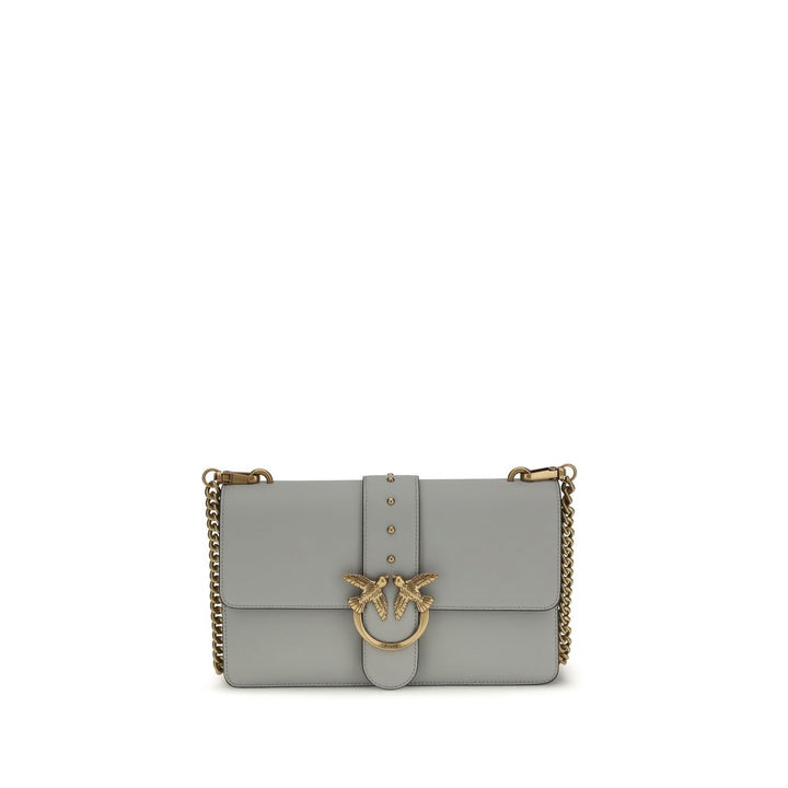 PINKO Gray Calf Leather Bos Taurus Shoulder Bag by PINKO outlet now on sale