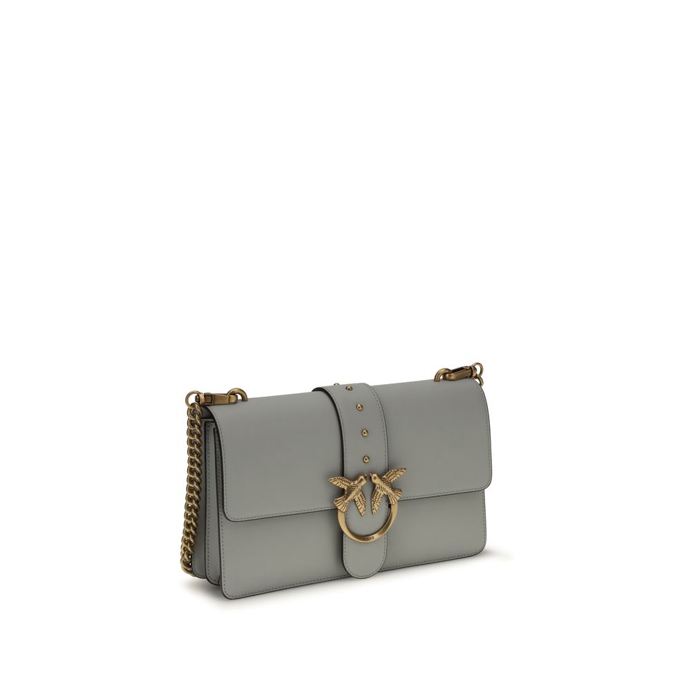 PINKO Gray Calf Leather Bos Taurus Shoulder Bag by PINKO outlet now on sale