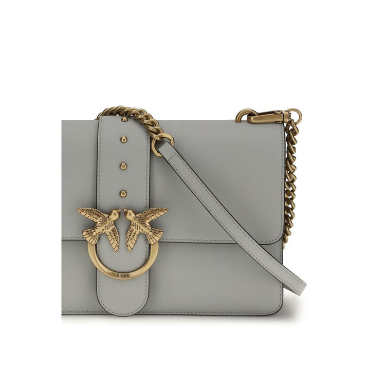 PINKO Gray Calf Leather Bos Taurus Shoulder Bag by PINKO outlet now on sale