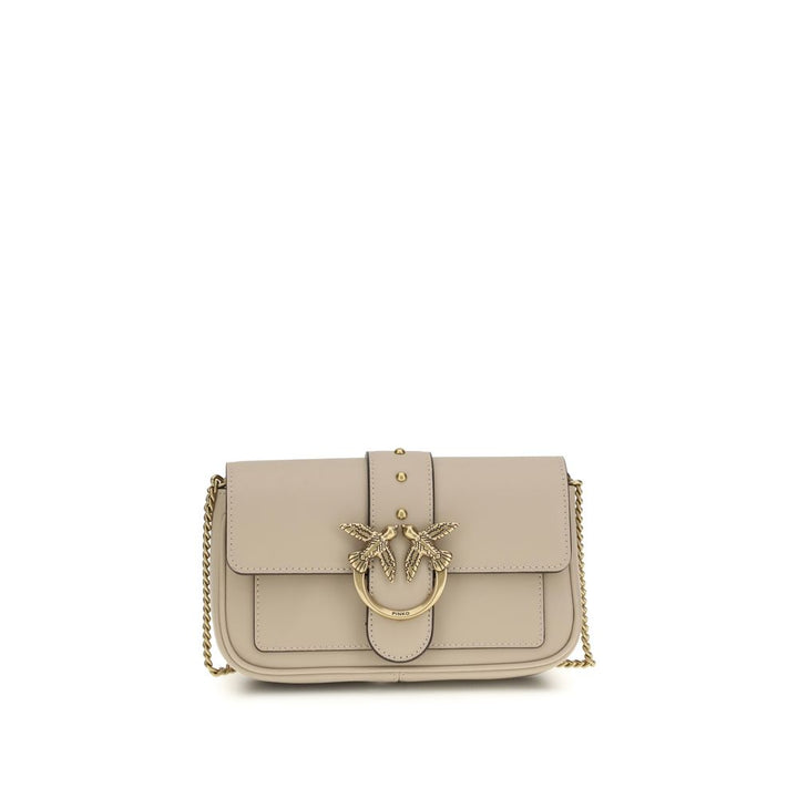 PINKO Beige Calf Leather Bos Taurus Shoulder Bag by PINKO outlet now on sale