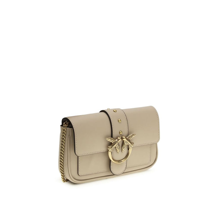 PINKO Beige Calf Leather Bos Taurus Shoulder Bag by PINKO outlet now on sale
