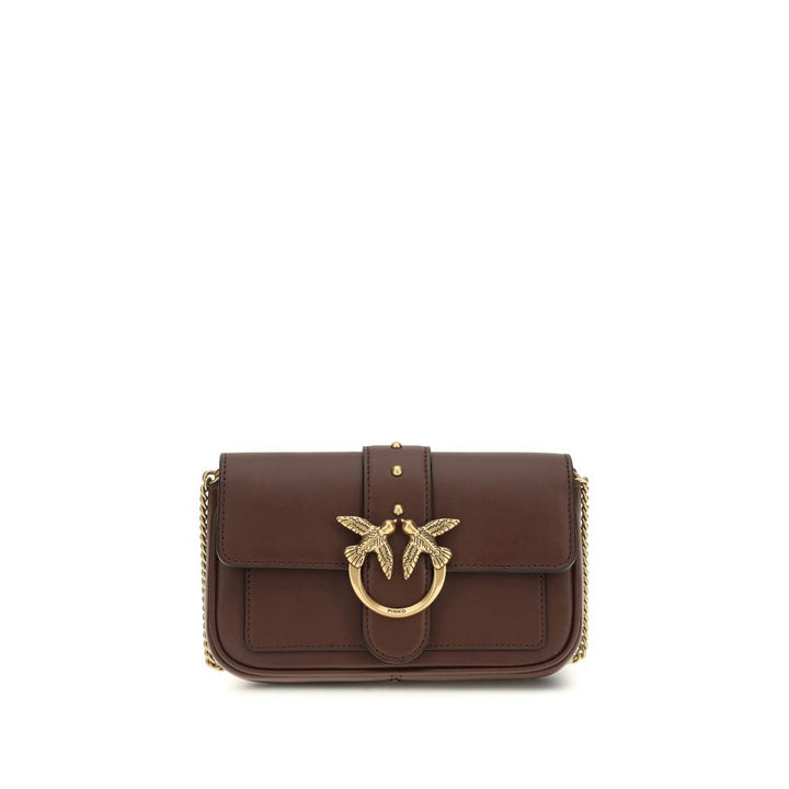 PINKO Brown Calf Leather Bos Taurus Shoulder Bag by PINKO outlet now on sale