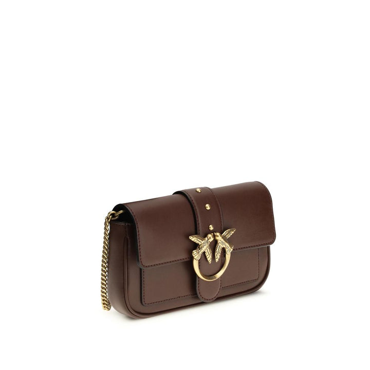 PINKO Brown Calf Leather Bos Taurus Shoulder Bag by PINKO outlet now on sale