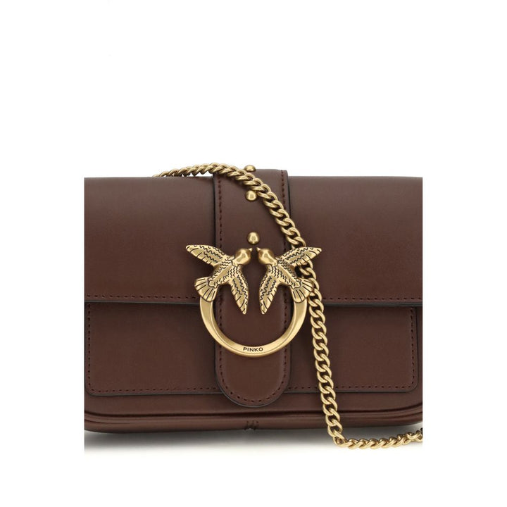 PINKO Brown Calf Leather Bos Taurus Shoulder Bag by PINKO outlet now on sale