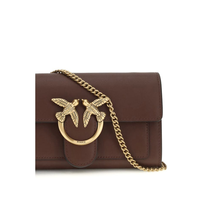 PINKO Brown Calf Leather Bos Taurus Shoulder Bag by PINKO outlet now on sale
