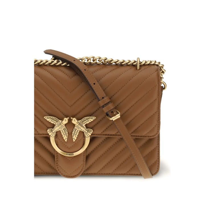 PINKO Brown Calf Leather Bos Taurus Shoulder Bag by PINKO outlet now on sale