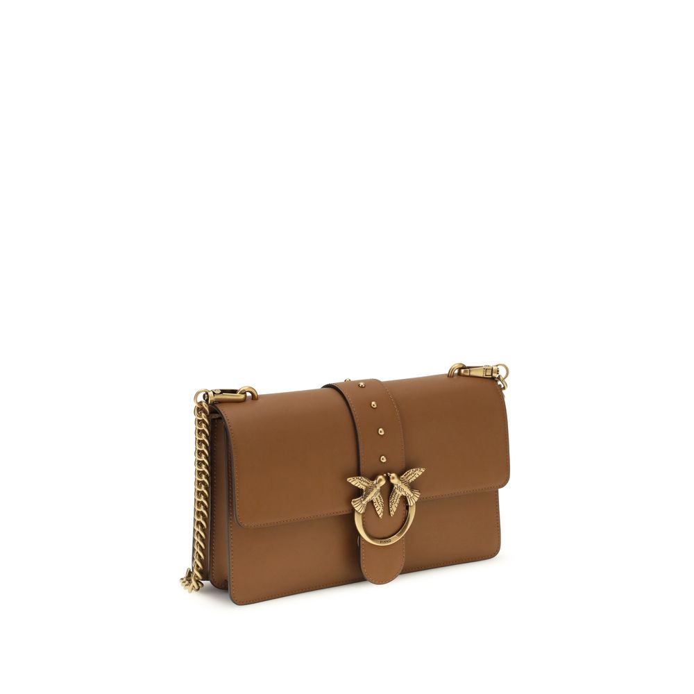 PINKO Brown Calf Leather Bos Taurus Shoulder Bag by PINKO outlet now on sale
