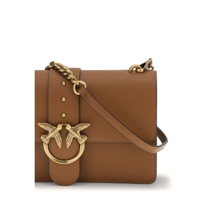PINKO Brown Calf Leather Bos Taurus Shoulder Bag by PINKO outlet now on sale