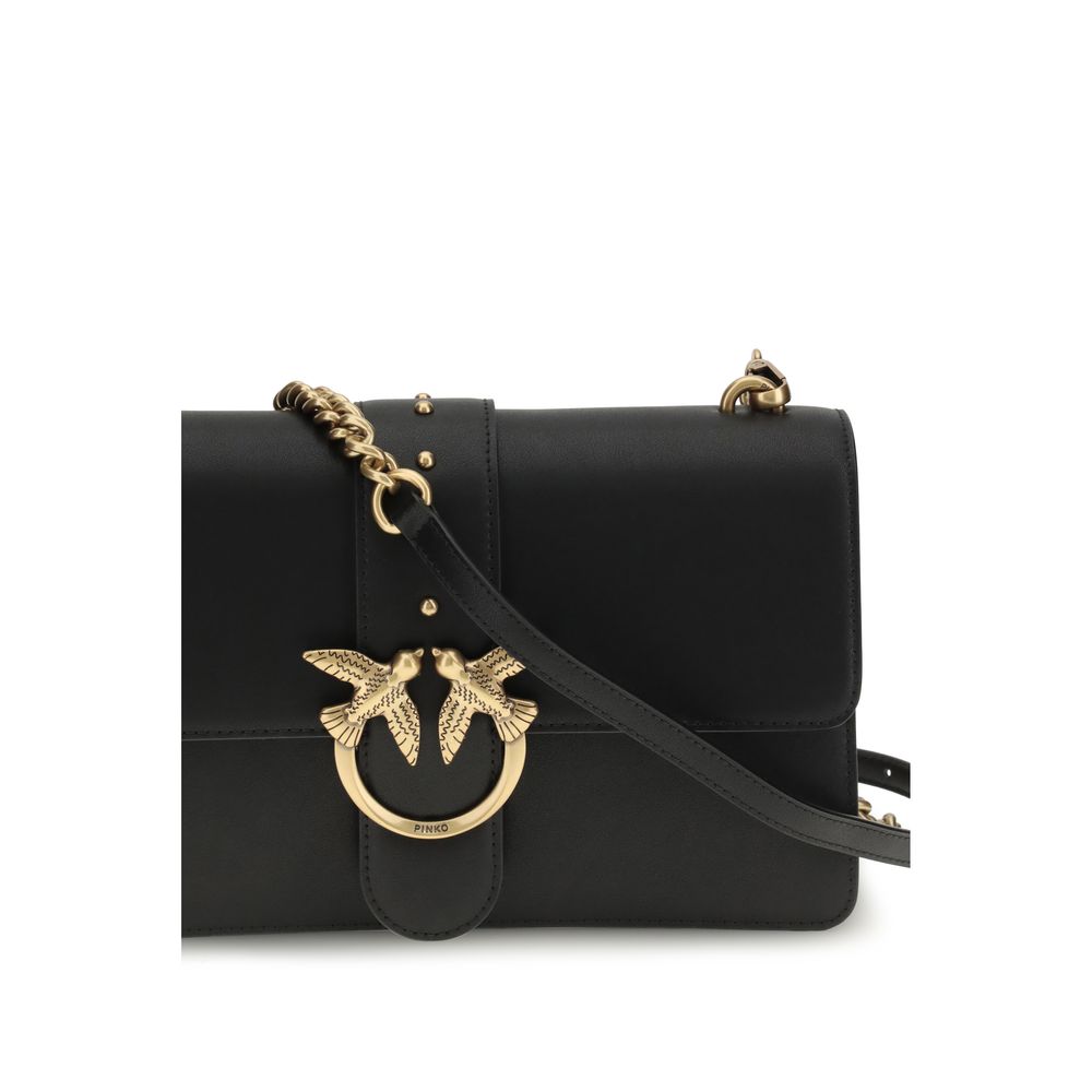 PINKO Black Calf Leather Bos Taurus Shoulder Bag by PINKO outlet now on sale