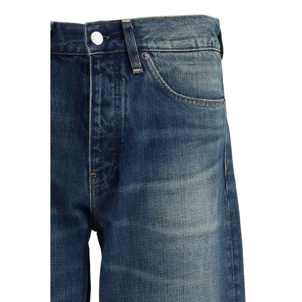Sunflower Blue Cotton Relaxed Fit Jeans by Sunflower outlet now on sale