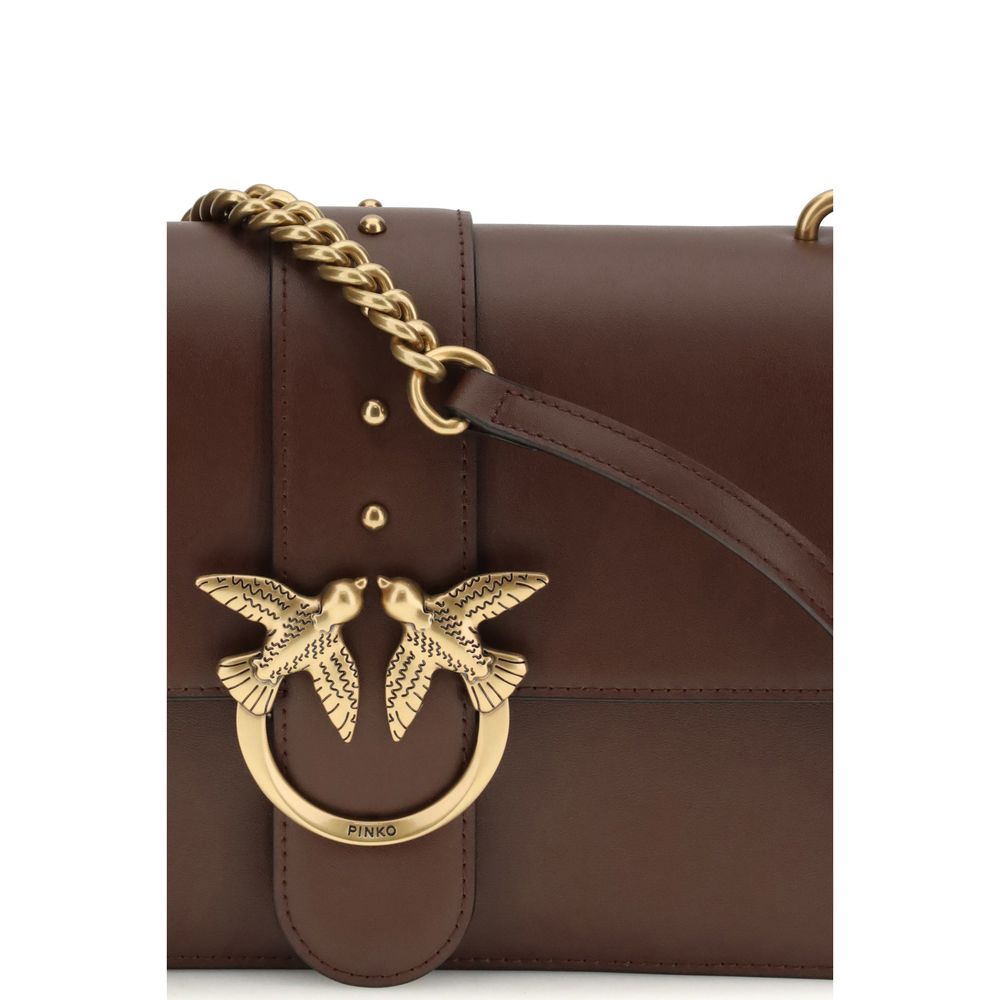 PINKO Brown Calf Leather Bos Taurus Shoulder Bag by PINKO outlet now on sale