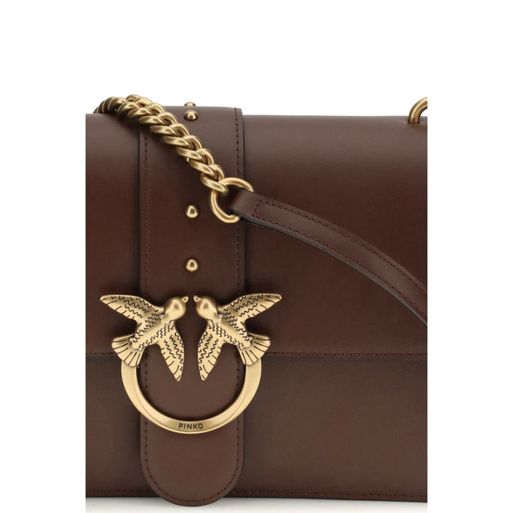 PINKO Brown Calf Leather Bos Taurus Shoulder Bag by PINKO outlet now on sale