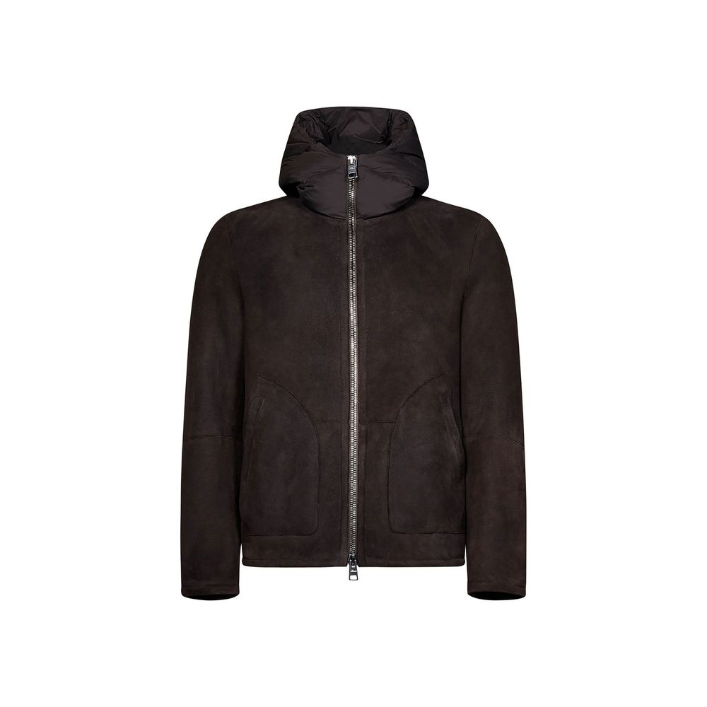 Herno Brown Lambskin Coat by Herno outlet now on sale