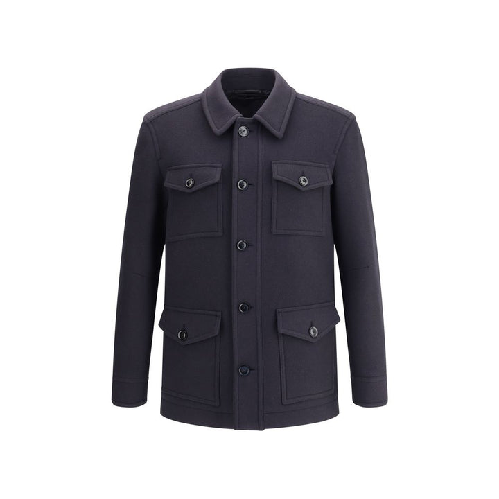 Tom Ford Blue Fleece Wool Coat by Tom Ford outlet now on sale