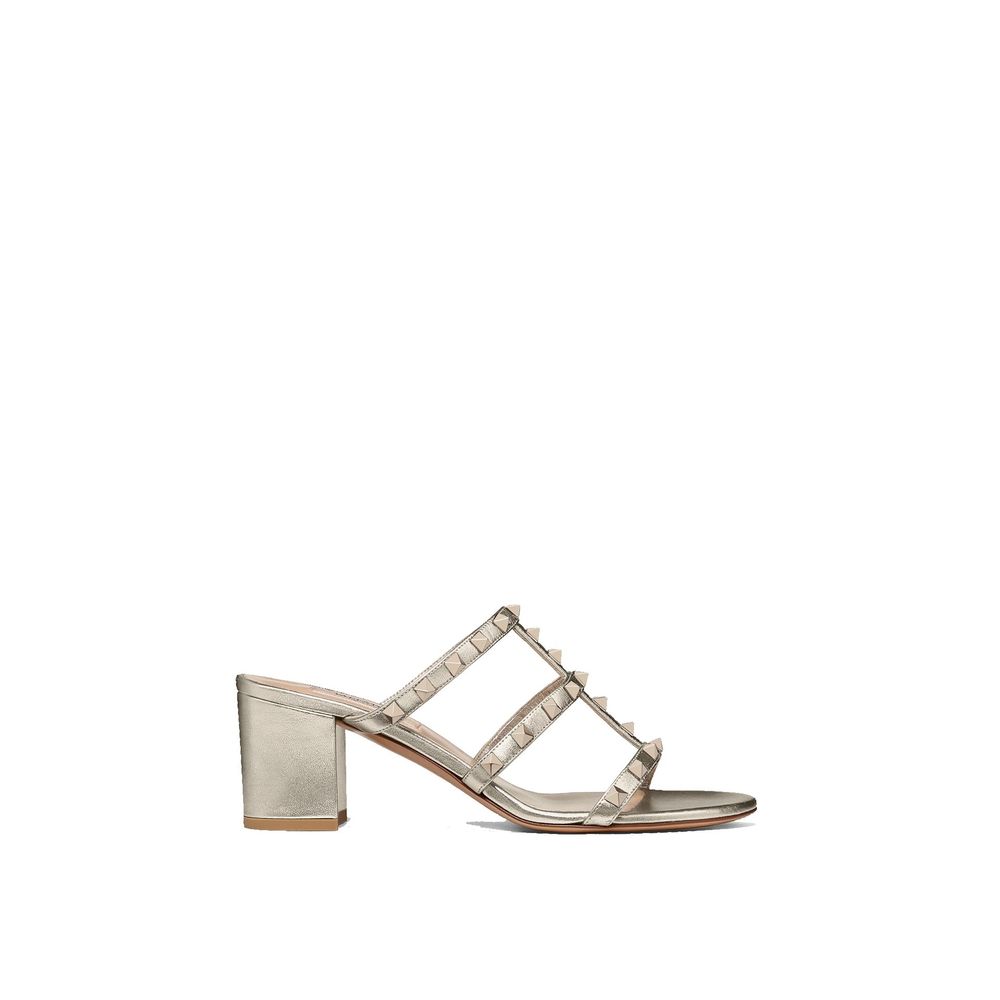 Valentino Garavani Gold Calfskin Mules by Valentino Garavani outlet now on sale