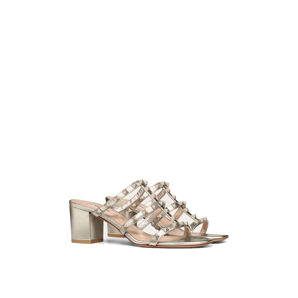 Valentino Garavani Gold Calfskin Mules by Valentino Garavani outlet now on sale