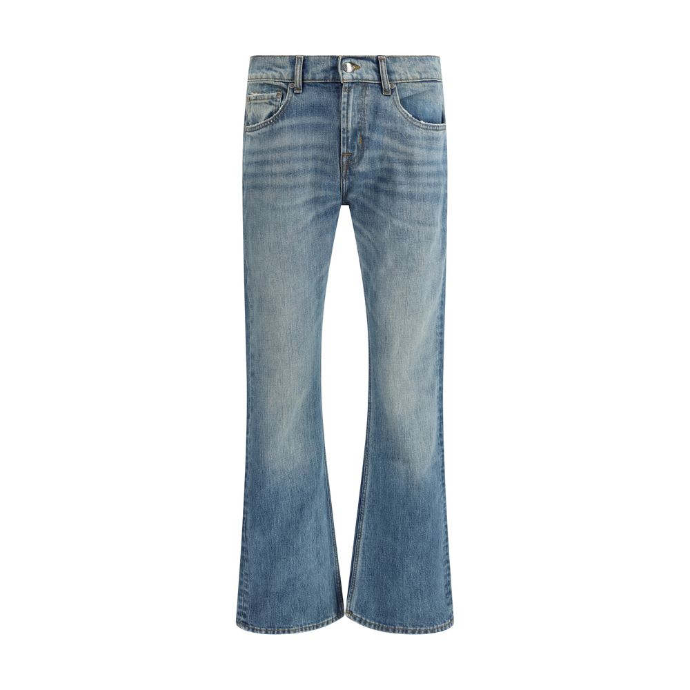 7FOR Light Blue Cotton Bootcut Jeans by 7FOR outlet now on sale