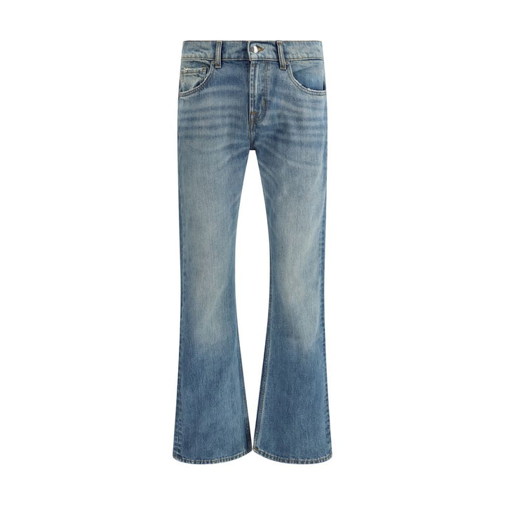 7FOR Light Blue Cotton Bootcut Jeans by 7FOR outlet now on sale