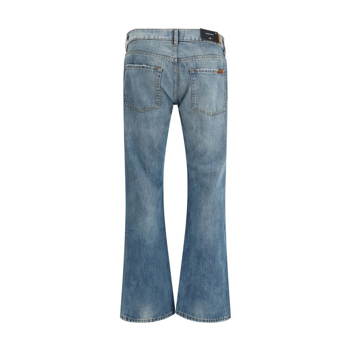 7FOR Light Blue Cotton Bootcut Jeans by 7FOR outlet now on sale