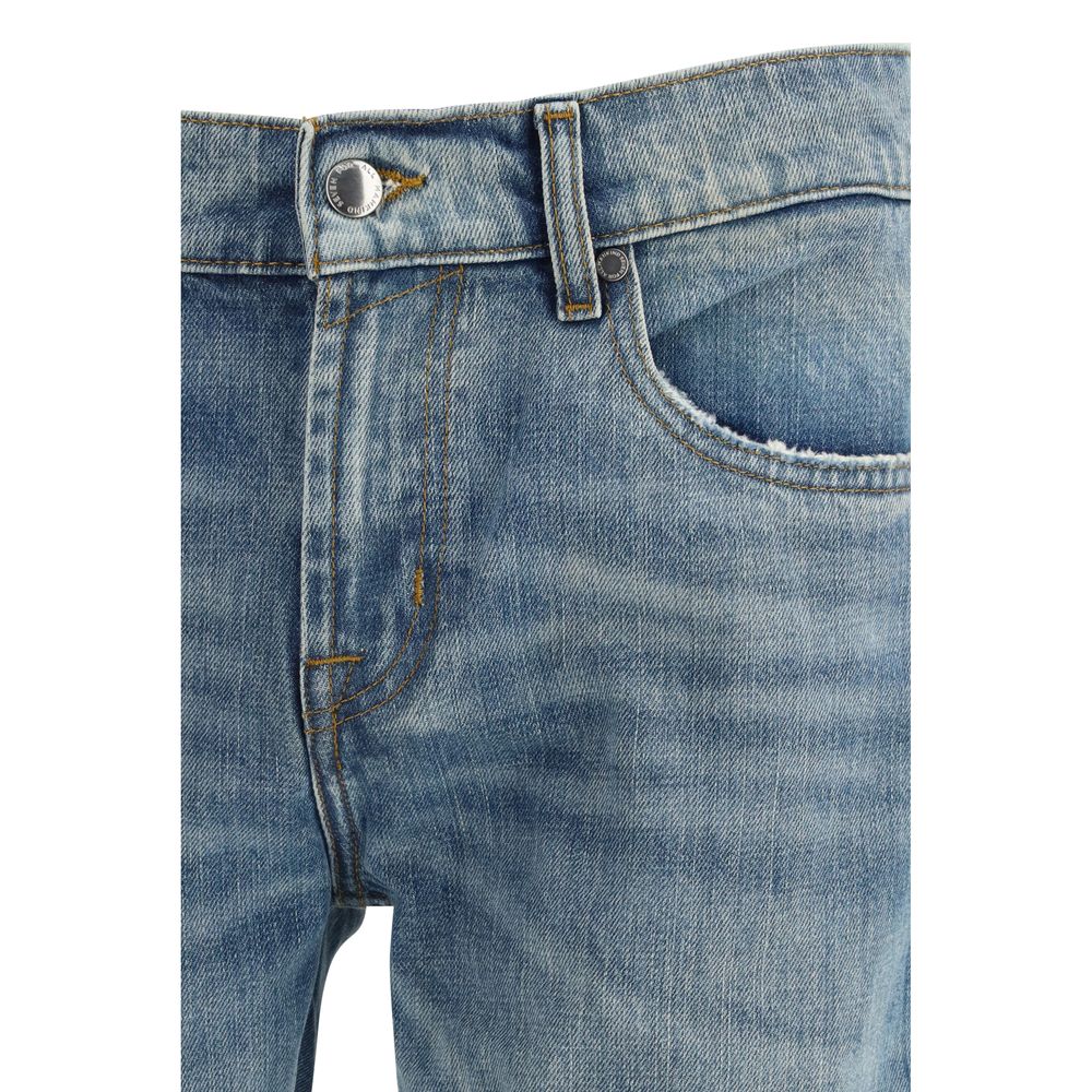 7FOR Light Blue Cotton Bootcut Jeans by 7FOR outlet now on sale