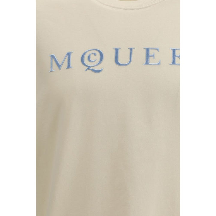 Alexander McQueen Cream Cotton T-Shirt by Alexander McQueen outlet now on sale