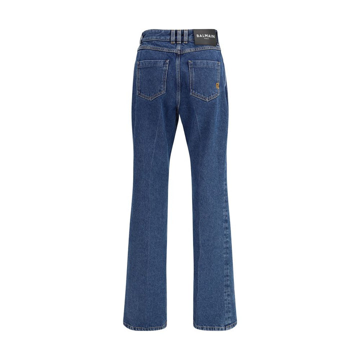 Balmain Blue Cotton Straight-Leg Jeans by Balmain outlet now on sale