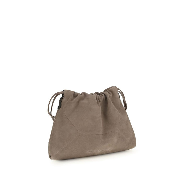 Brunello Cucinelli Beige Calf Leather Bos Taurus Shoulder Bag