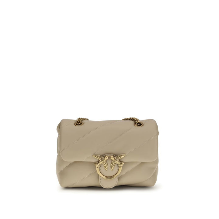PINKO Beige Calf Leather Bos Taurus Shoulder Bag