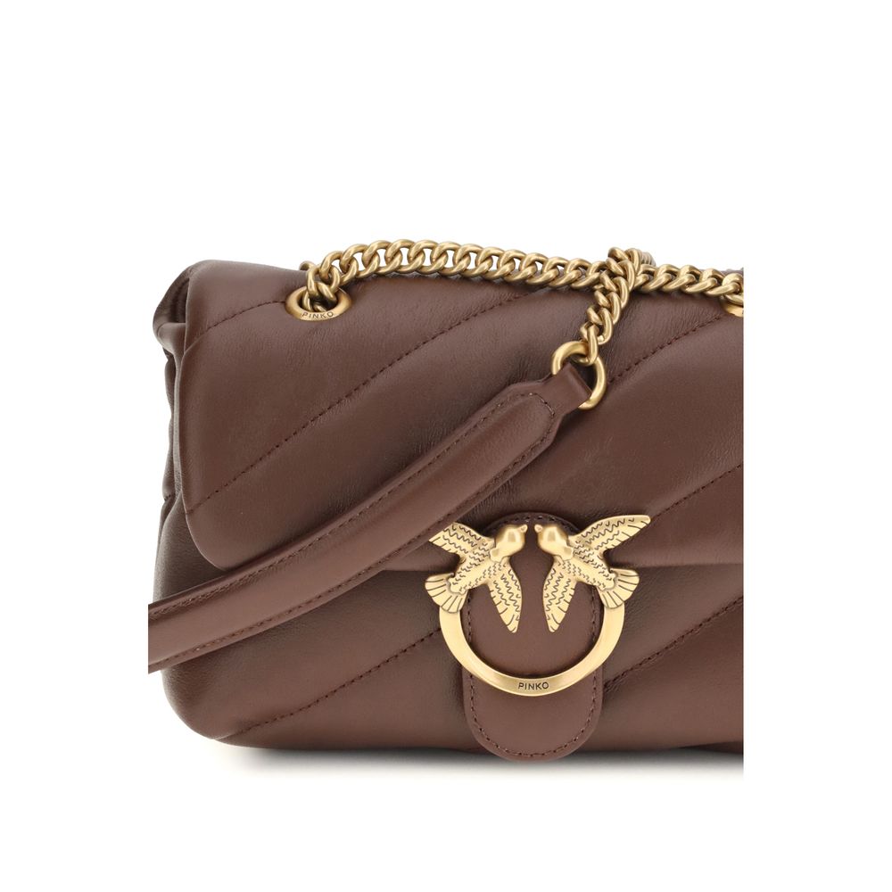 PINKO Brown Calf Leather Bos Taurus Shoulder Bag