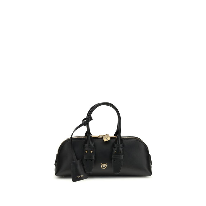 PINKO Black Calf Leather Bos Taurus Shoulder Bag