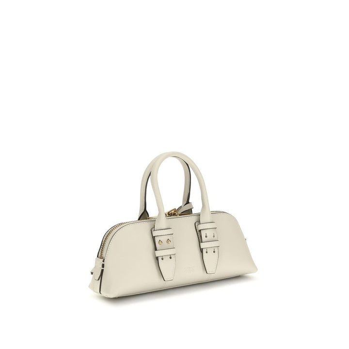 PINKO Cream Calf Leather Bos Taurus Shoulder Bag