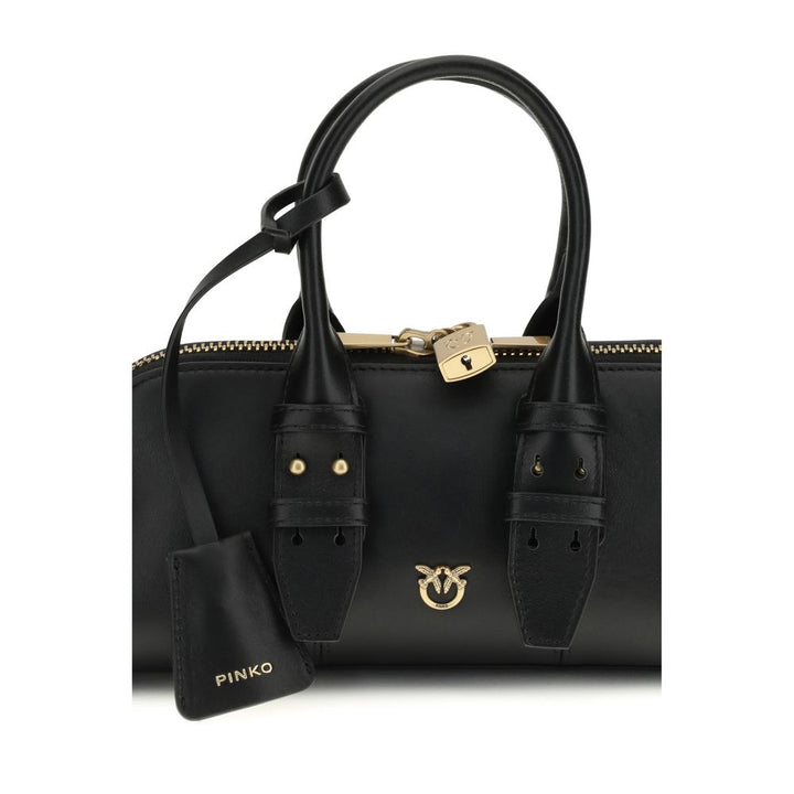 PINKO Black Calf Leather Bos Taurus Shoulder Bag