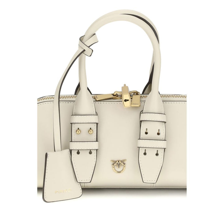 PINKO Cream Calf Leather Bos Taurus Shoulder Bag