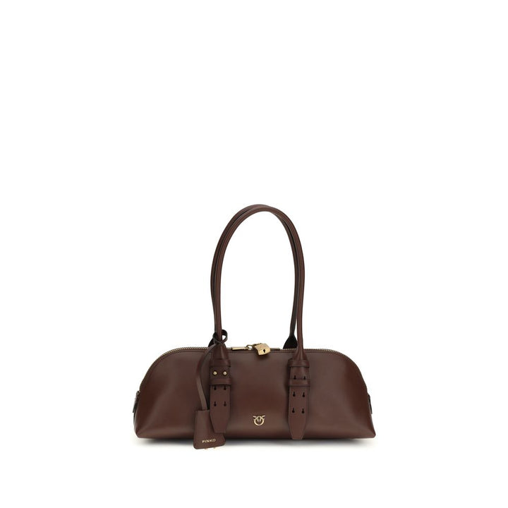 PINKO Brown Calf Leather Bos Taurus Shoulder Bag