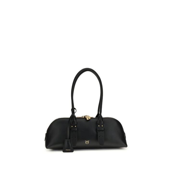 PINKO Black Calf Leather Bos Taurus Shoulder Bag