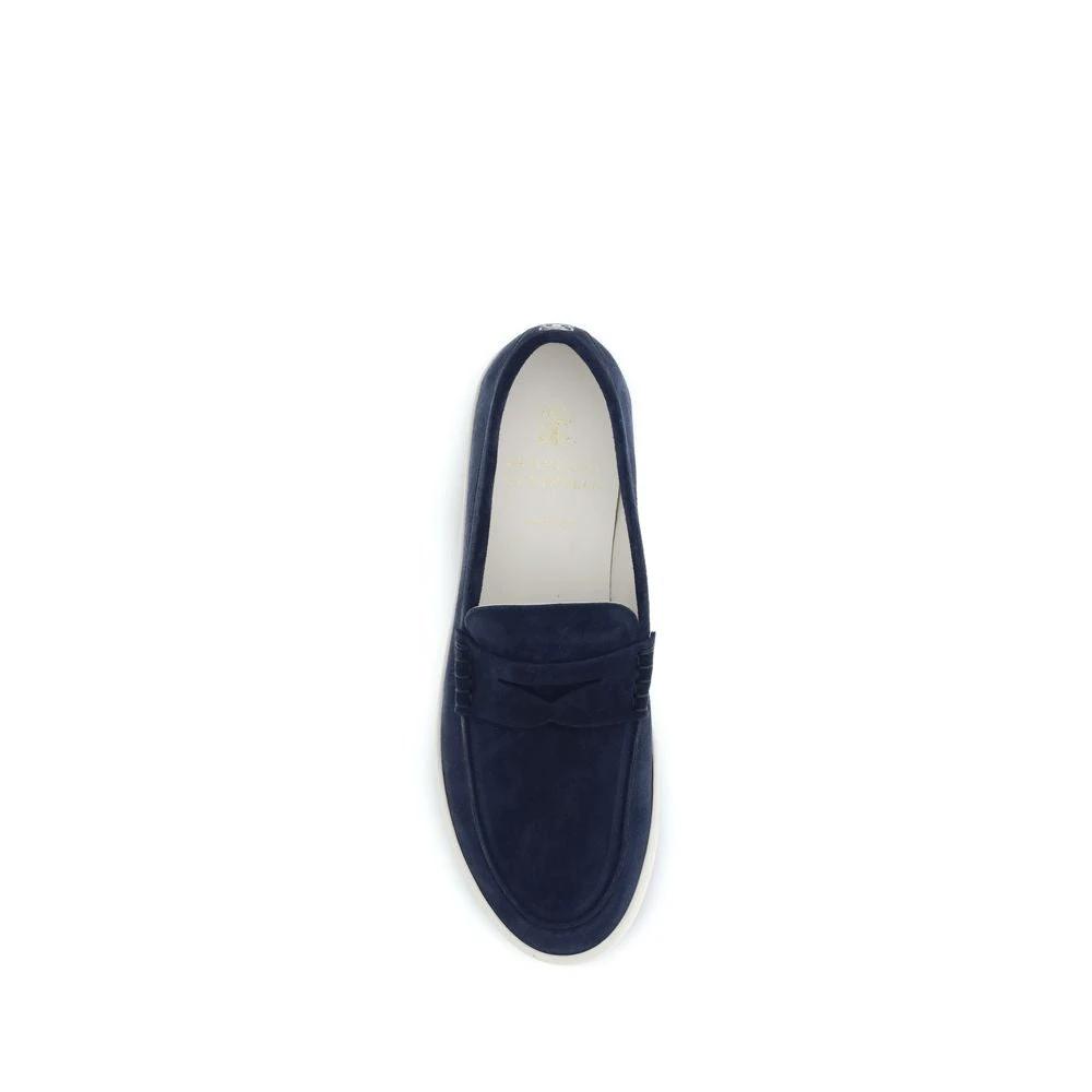 Brunello Cucinelli Sample Sale Brunello Cucinelli Blue Calf Leather Bos Taurus Slip-On Loafers - | Designer outlet