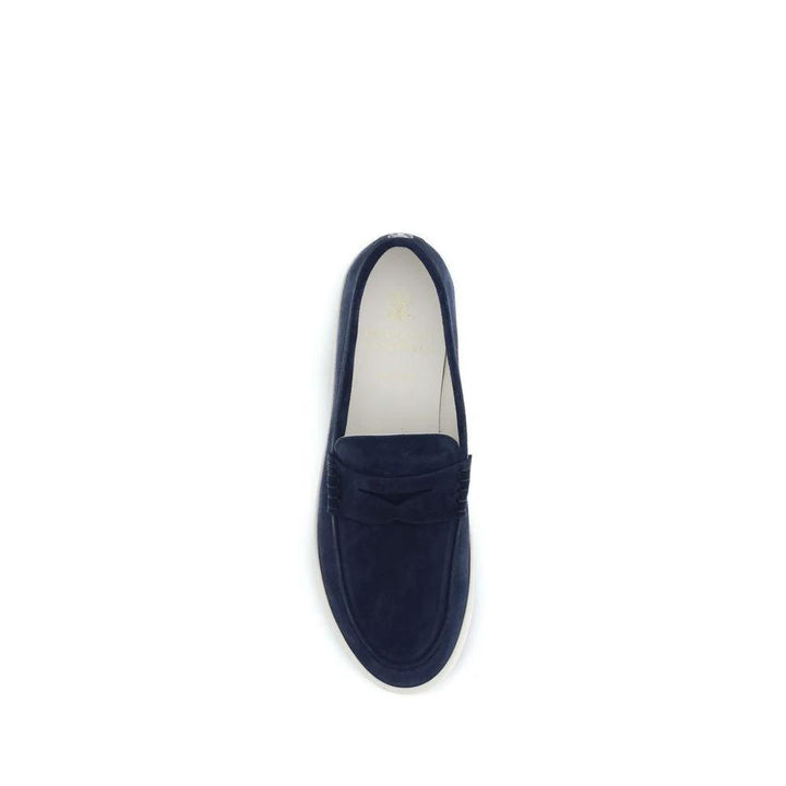 Brunello Cucinelli Sample Sale Brunello Cucinelli Blue Calf Leather Bos Taurus Slip-On Loafers - | Designer outlet