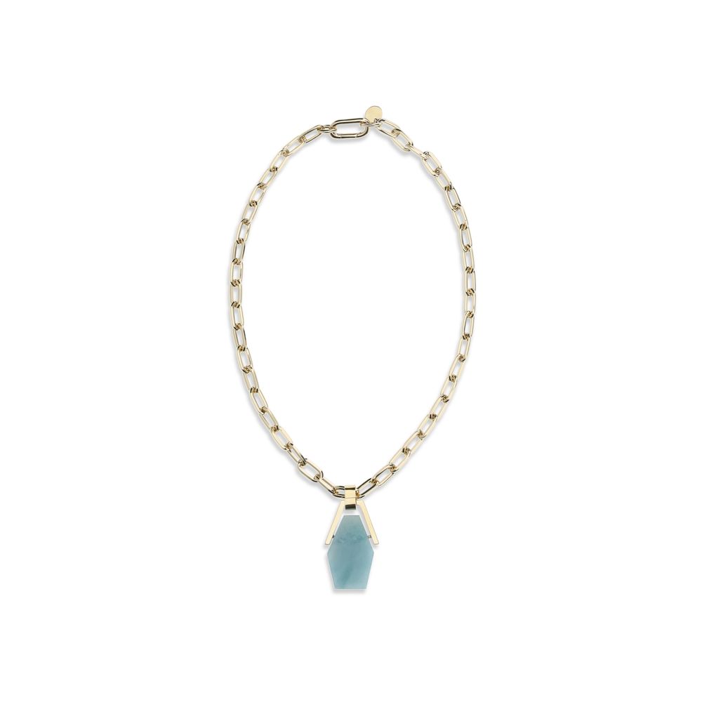 La Double J Light Blue Brass Necklace