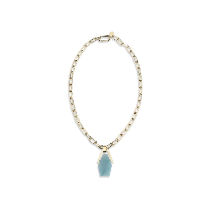 La Double J Light Blue Brass Necklace