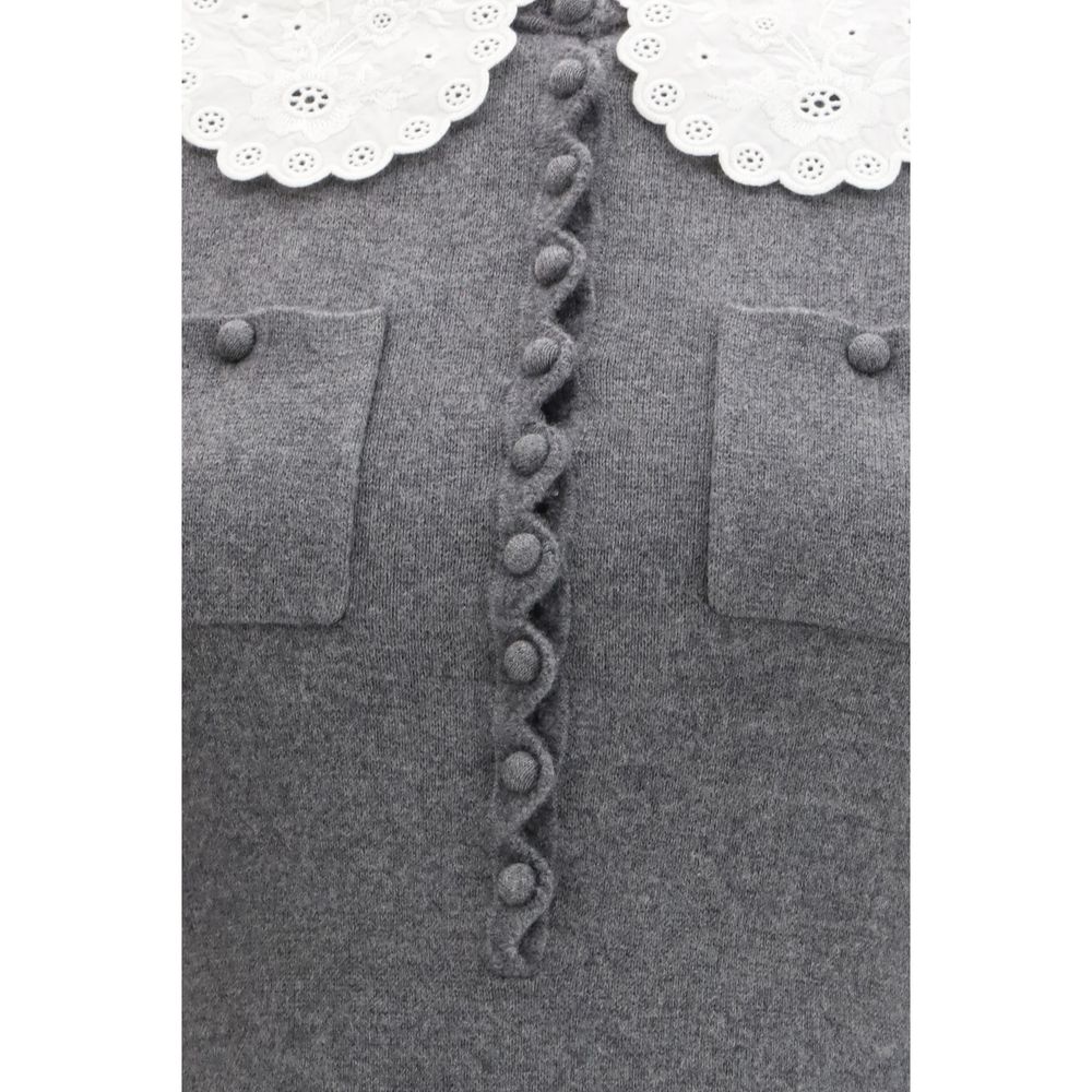 Self-Portrait Gray Cotton Casual Dress