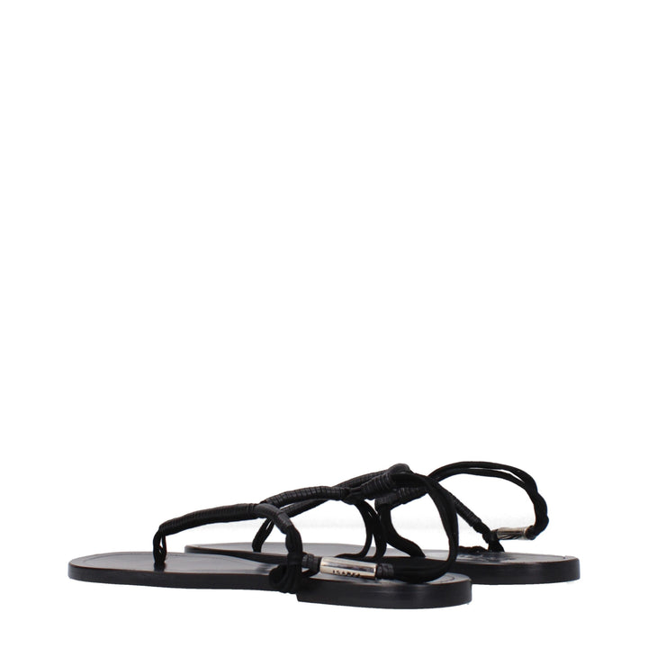 Isabel Marant Black Leather Flip-Flop Sandals