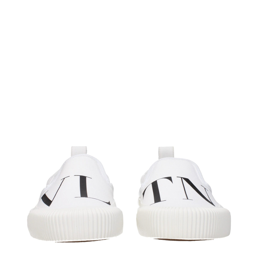 Valentino Garavani White Fabric Slip-On Loafers