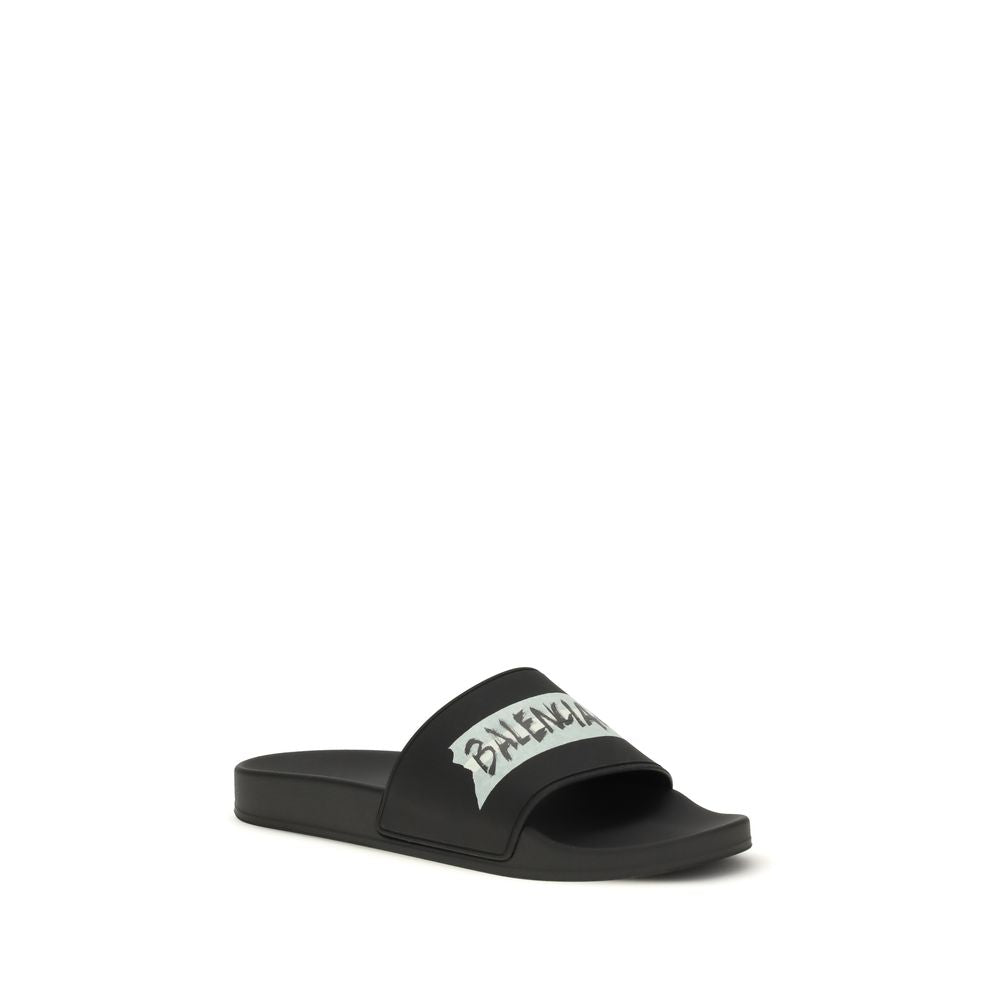 Balenciaga Black Rubber Sandals