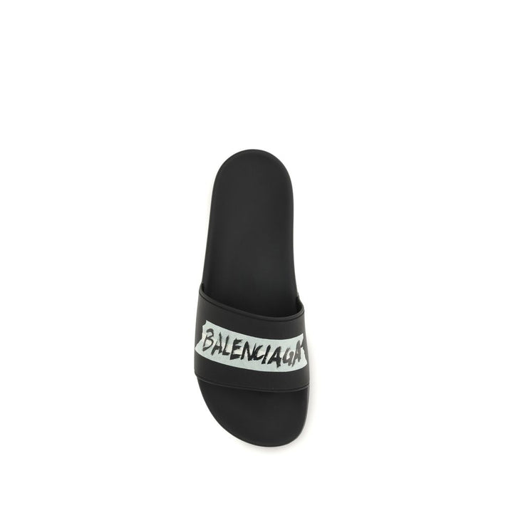 Balenciaga Black Rubber Sandals