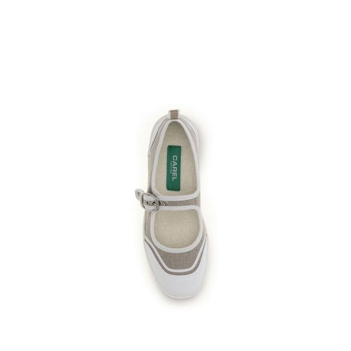 Carel Paris Beige Cotton Ballet Flats