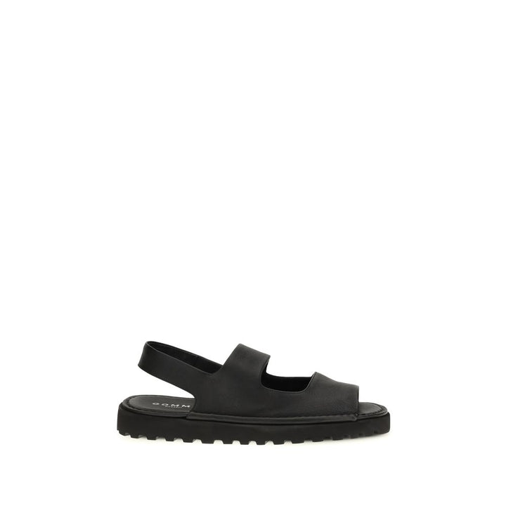 Marsell Black Calf Leather Bos Taurus Flat Sandals
