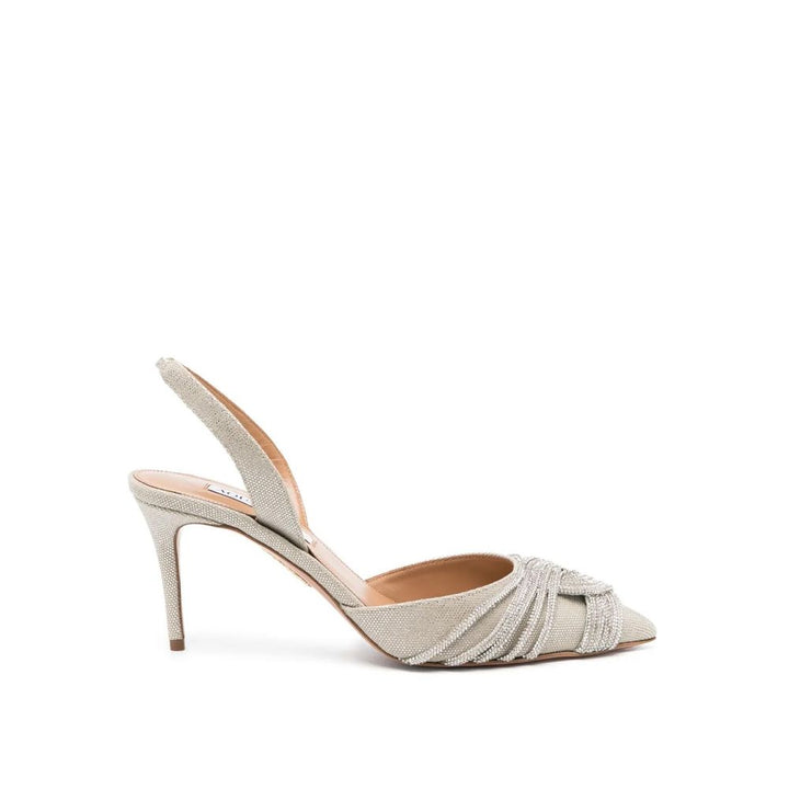Aquazzura Silver Fabric Platform Pumps